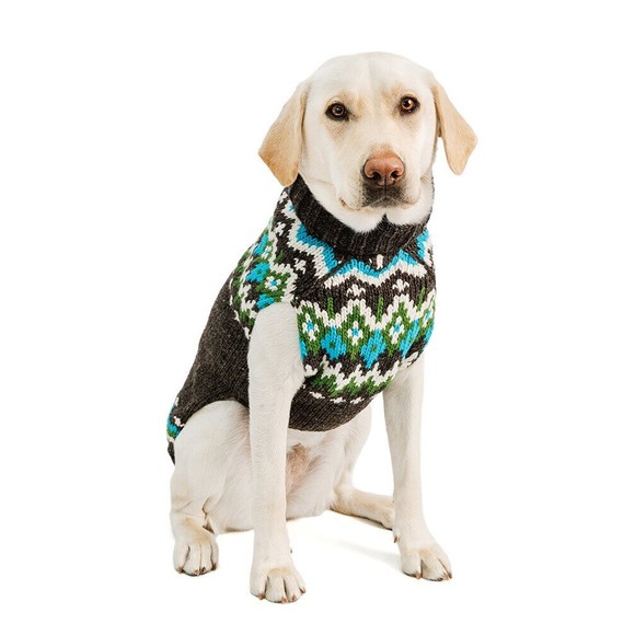 Chilly Dog Charcoal Fairisle Wool Dog Winter Sweater Sizes XXS-XXXL - Picture 1 of 5